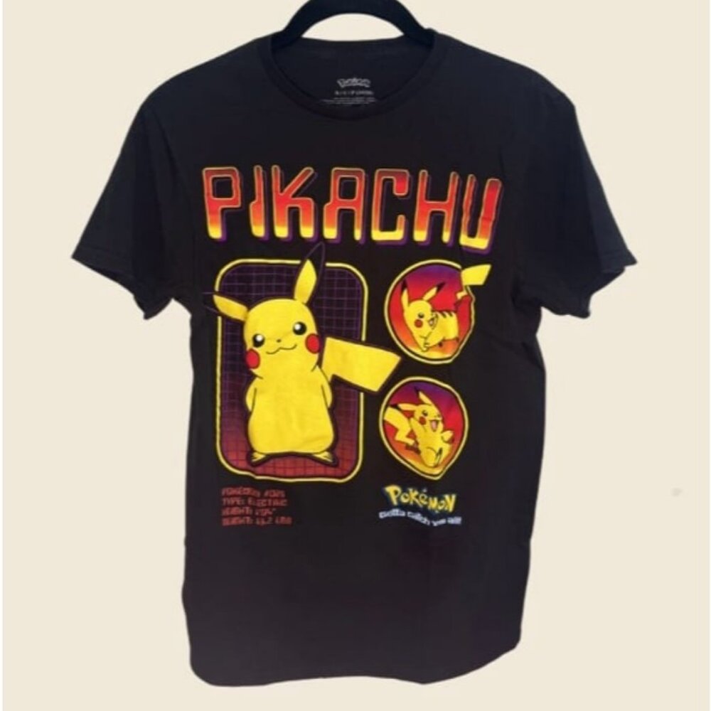 Pokemon Pikachu Specs "Gotta Catch 'Em All"  Black T-Shirt Men’s Size S